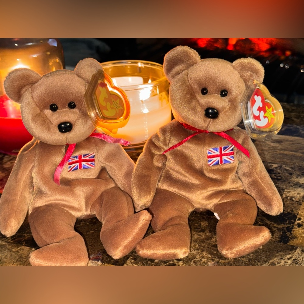 🇬🇧 TY Beanie Babies Britannia Bear Pair Union Jack 1997